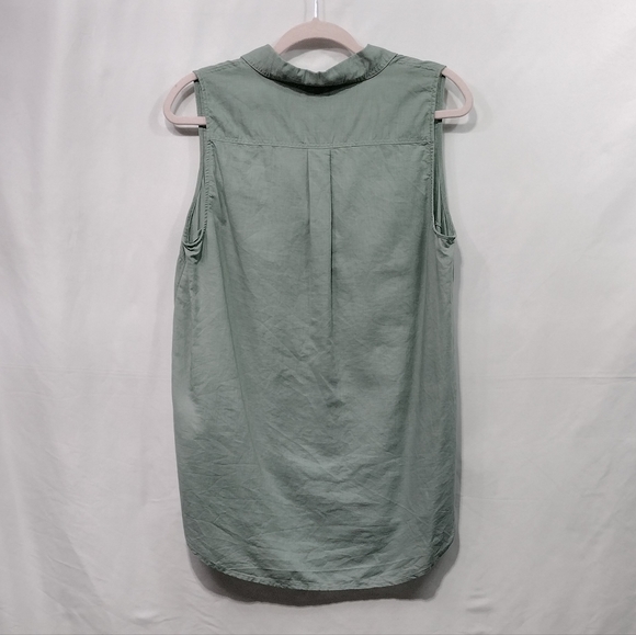 J. Crew Linen Cotton Sleeveless Popover Tunic Women's M Green Minimalist Beach - Picture 5 of 11